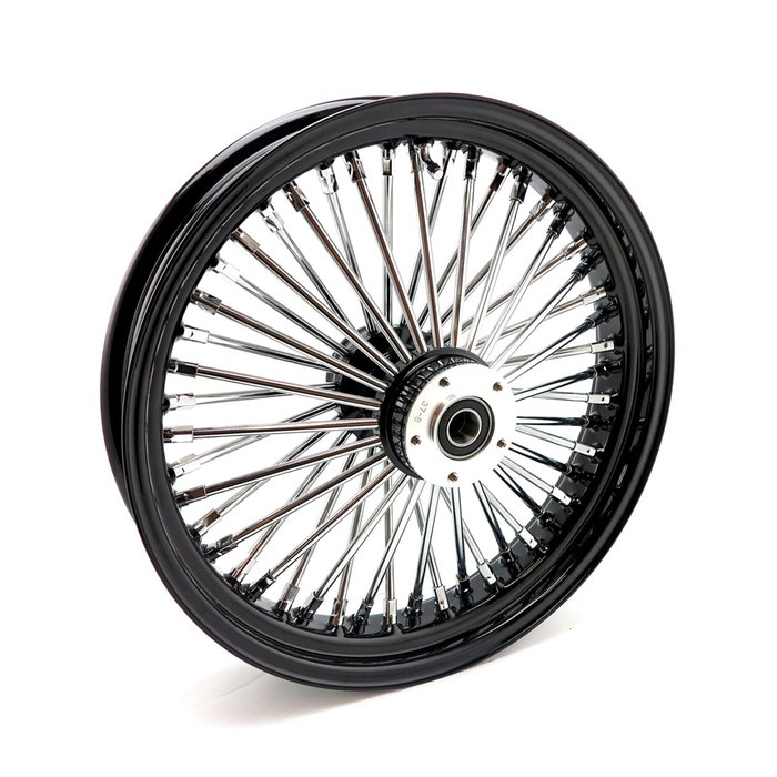 Rueda delantera radial MCS de 48 radios gruesos, 3,50 x 18 DF, color negro