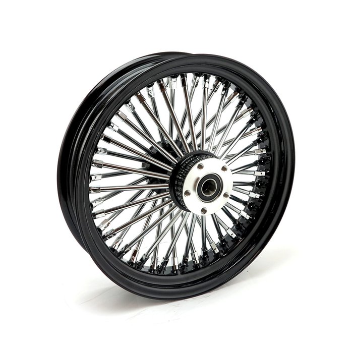 Rueda trasera MCS radial de 48 radios gruesos 3,50 x 16 negra Rueda trasera MCS radial de 48 radios gruesos 3,50 x 16 negra